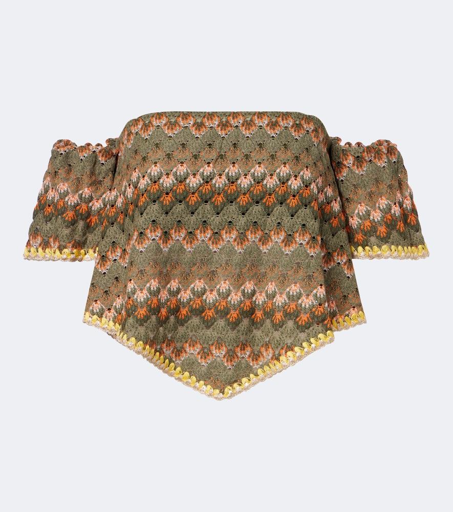 la doublej sand dollar embroidered cotton-blend top