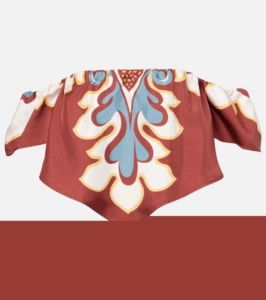 la doublej sand dollar off-shoulder silk top