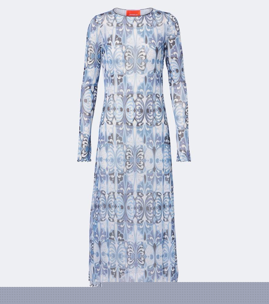 la doublej slinky swing printed midi dress