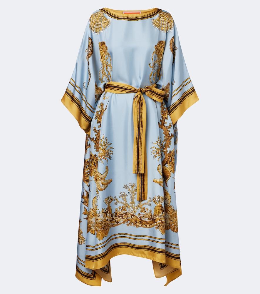 la doublej square printed silk twill kaftan