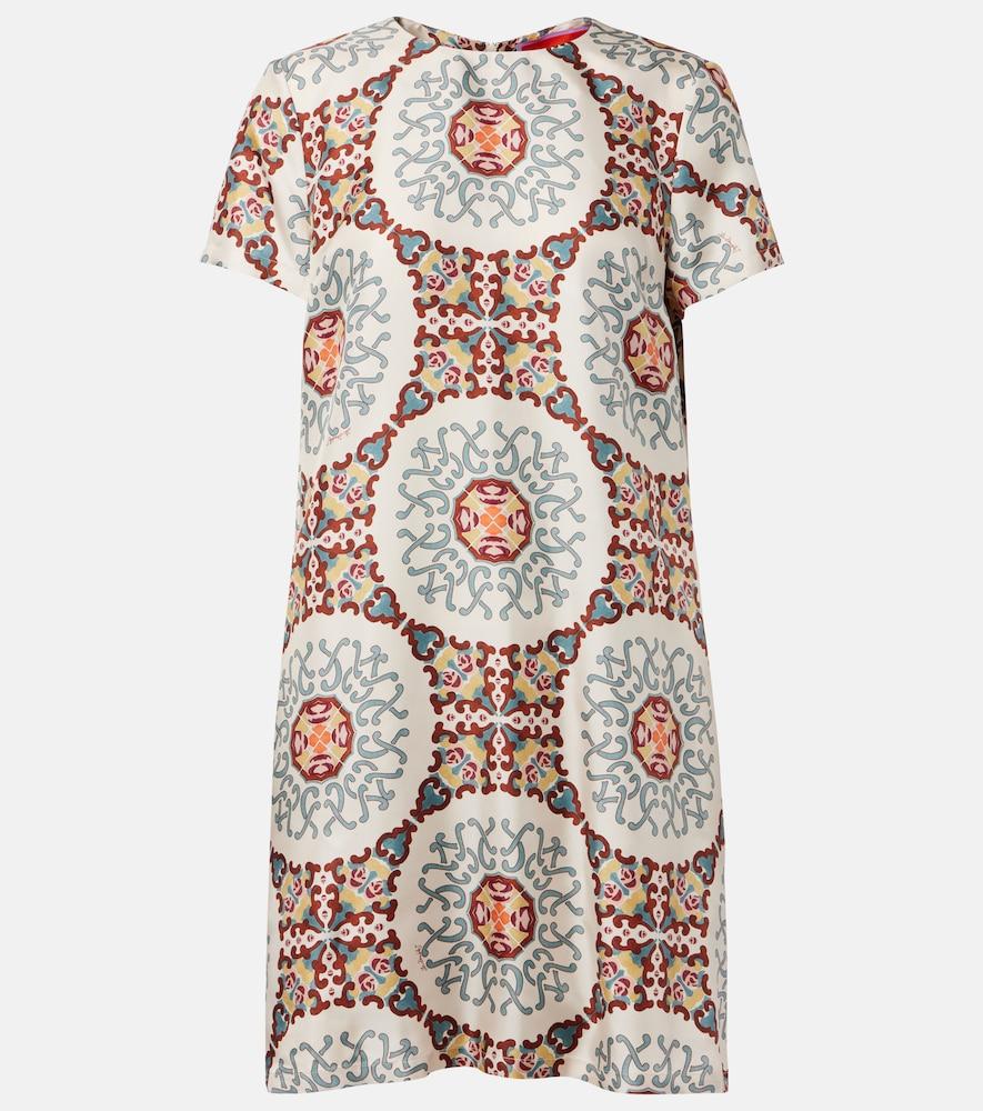 la doublej swing printed silk satin minidress