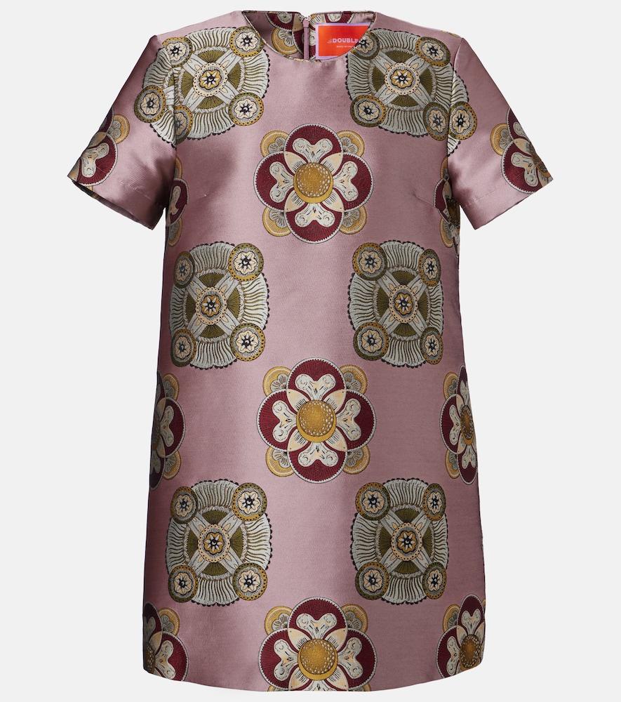 la doublej swing satin jacquard minidress