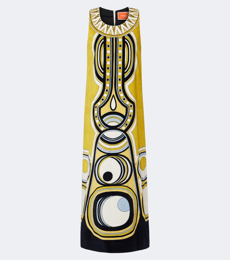 la doublej totem printed cotton midi dress