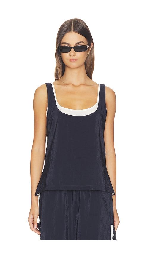 la ligne double layer scoop tank in navy,white. - size s (also in xs)