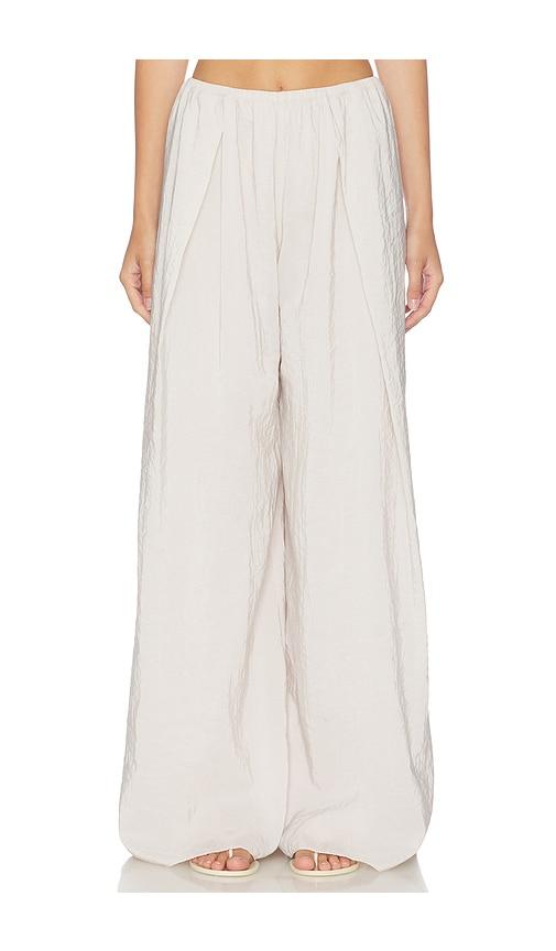 la ligne pleated wide leg pant in cream. - size m (also in xxs, xs, s, xl)