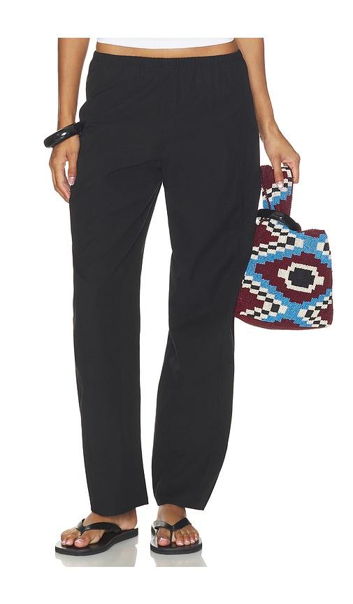 la ligne poplin barrel leg pant in black. - size l (also in xxs, xs, s, m, xl)