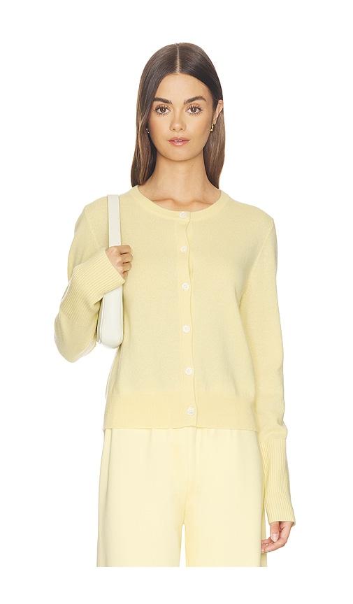 la ligne solid lean lines cardigan in lemon. - size l (also in m)