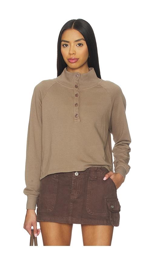 la made alexander half button up pullover in brown. - size l (also in s)