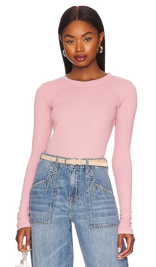 la made long sleeve crew neck top in rose. - size l (also in xs, s, m)