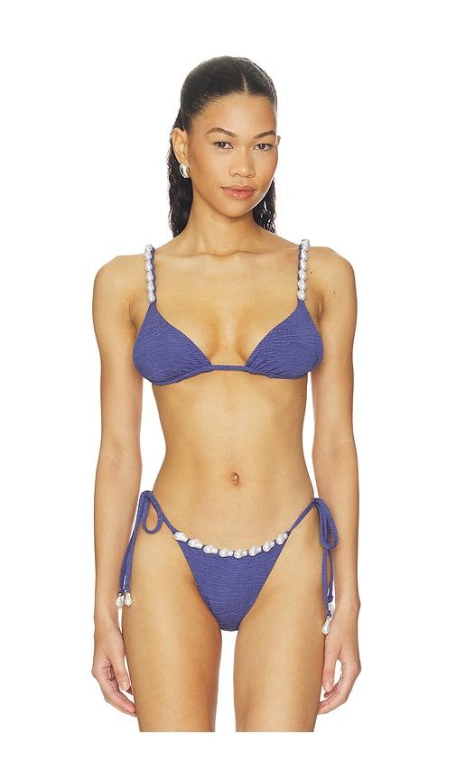 la porte luxe kendall bikini top in blue. - size l (also in xs, s, xl)