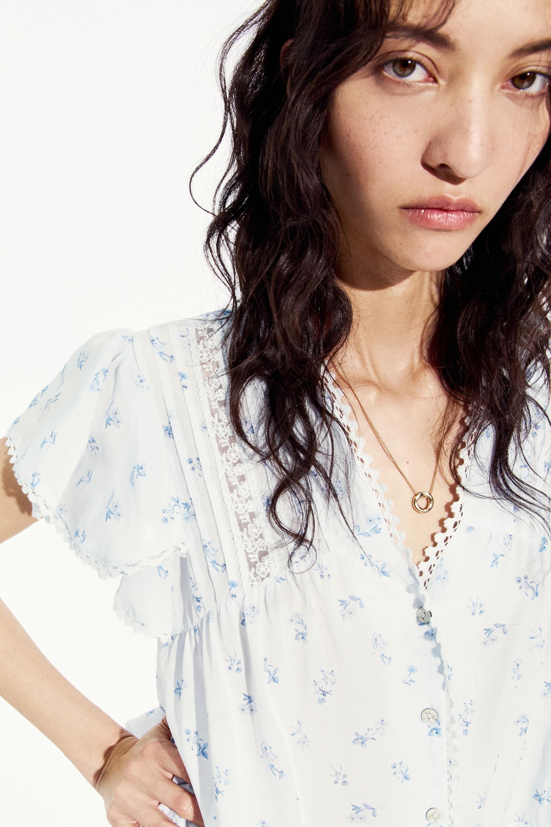 lace-inset blouse