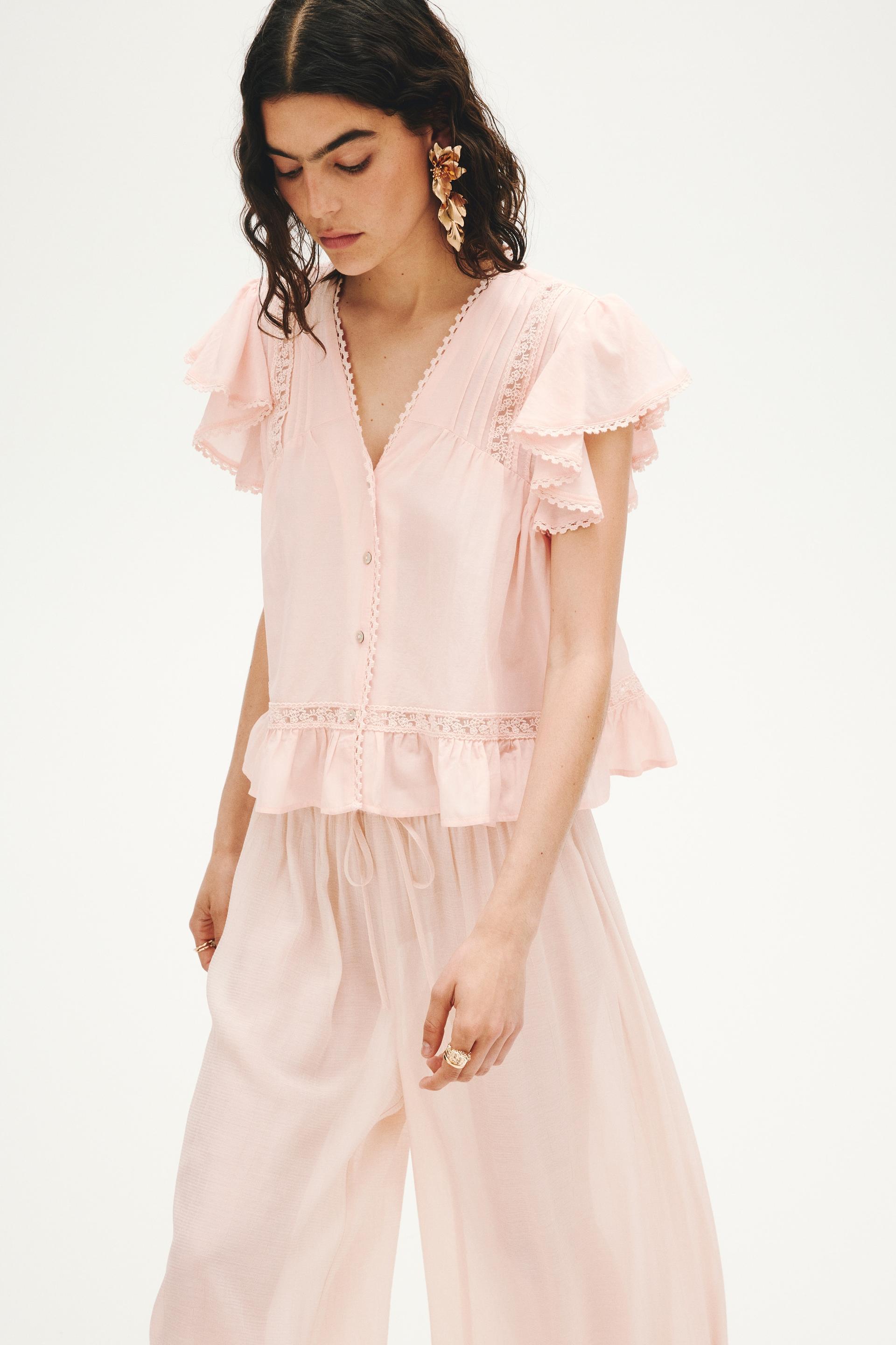 lace-inset blouse
