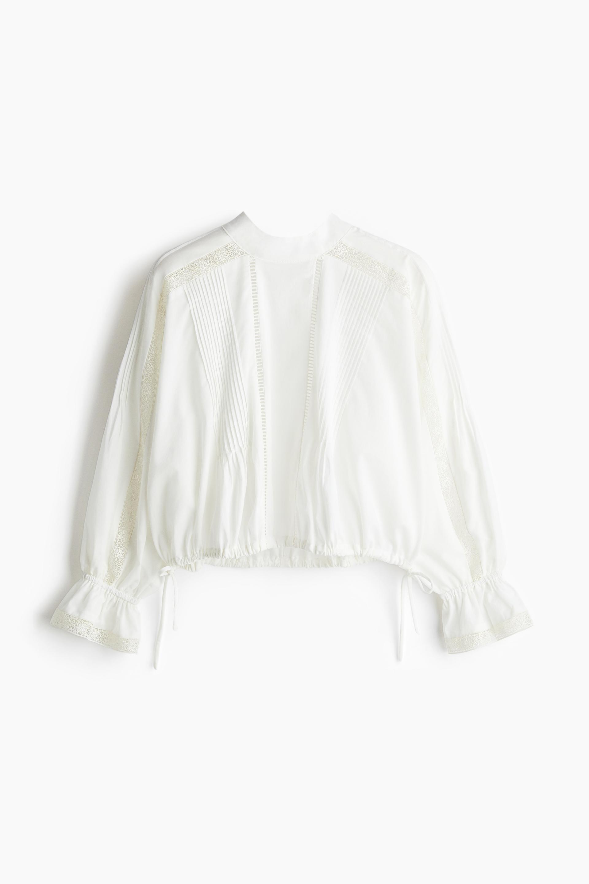 lace-inset cotton blouse