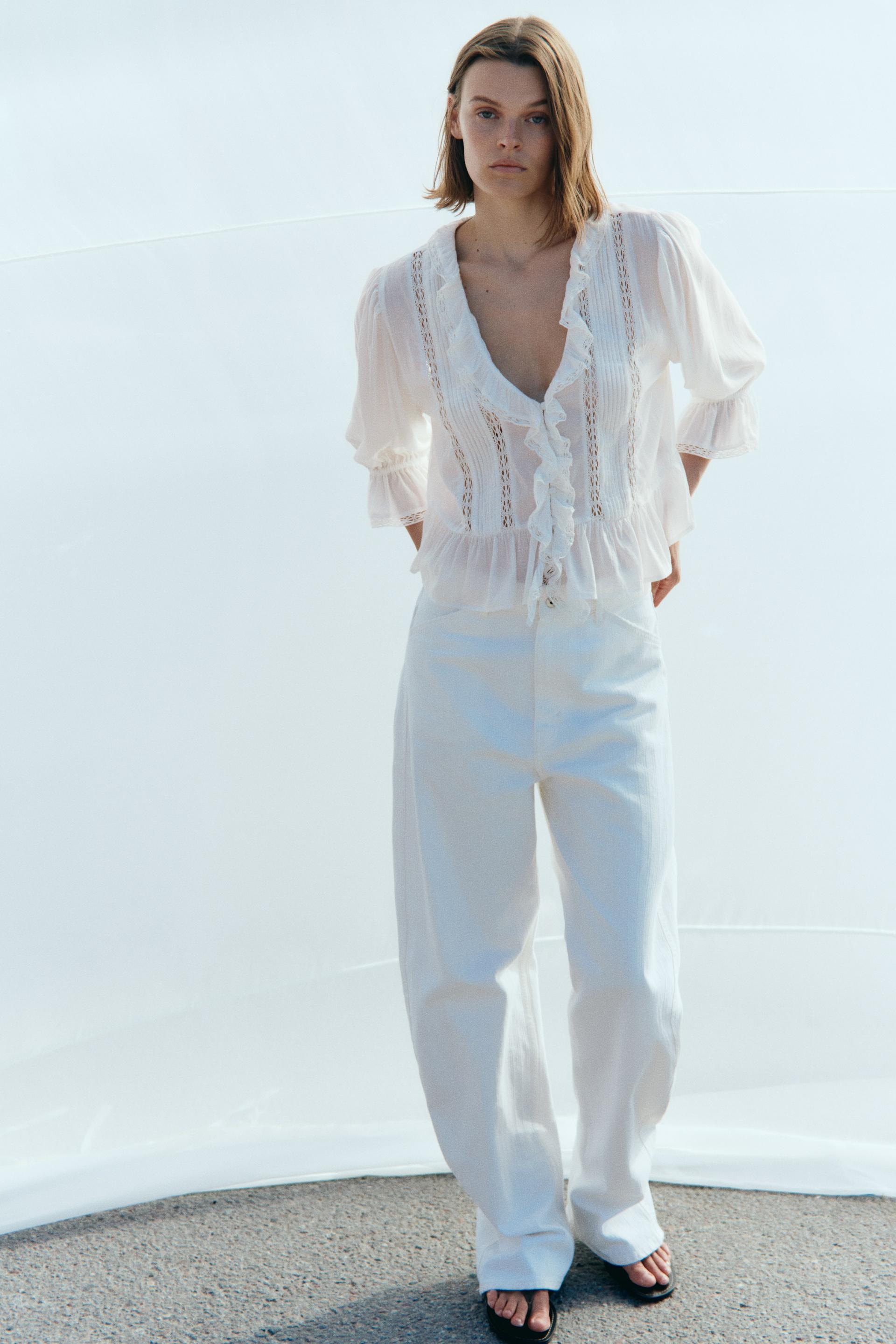 lace-trimmed blouse
