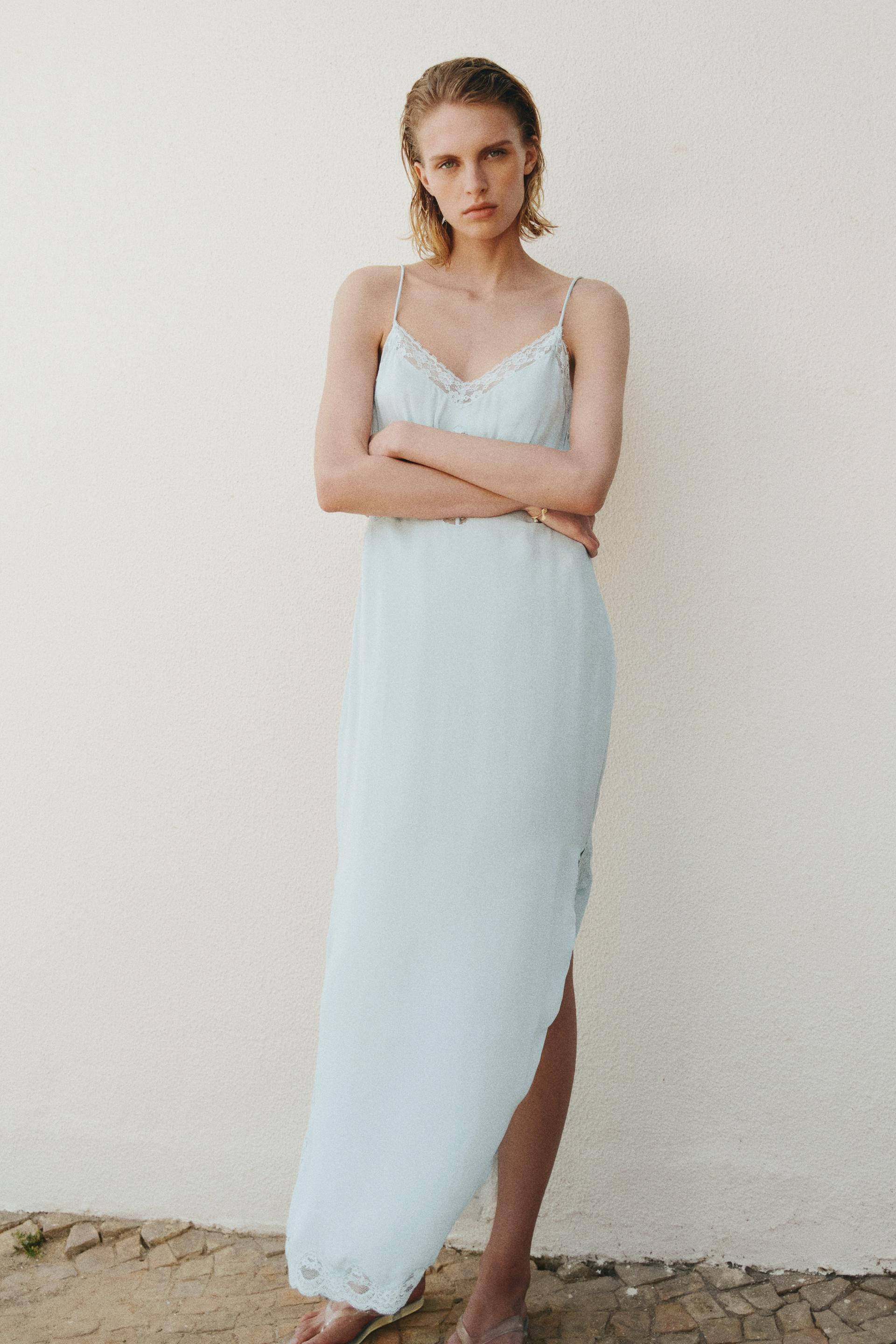 lace-trimmed slip dress