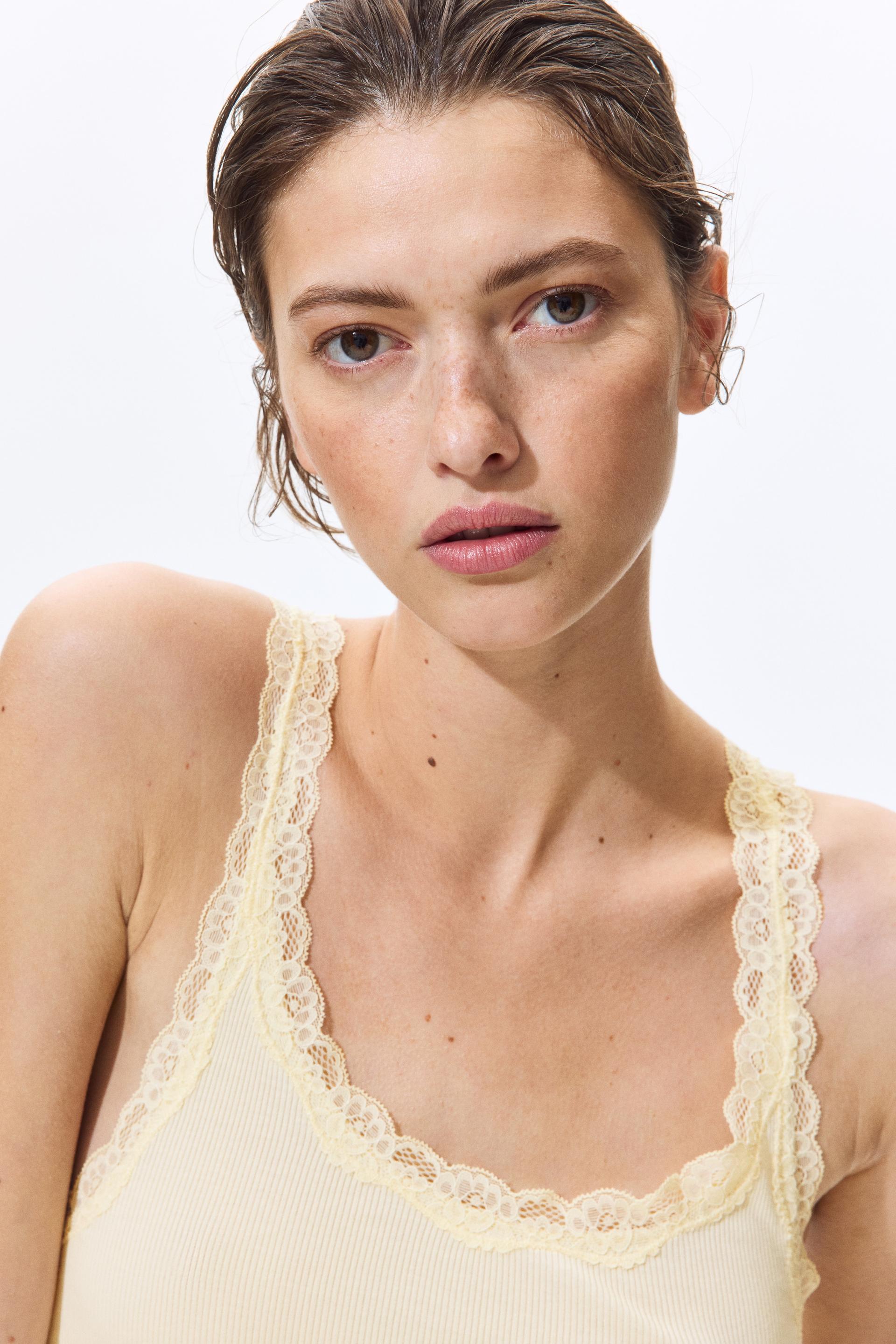 lace-trimmed viscose-blend tank top