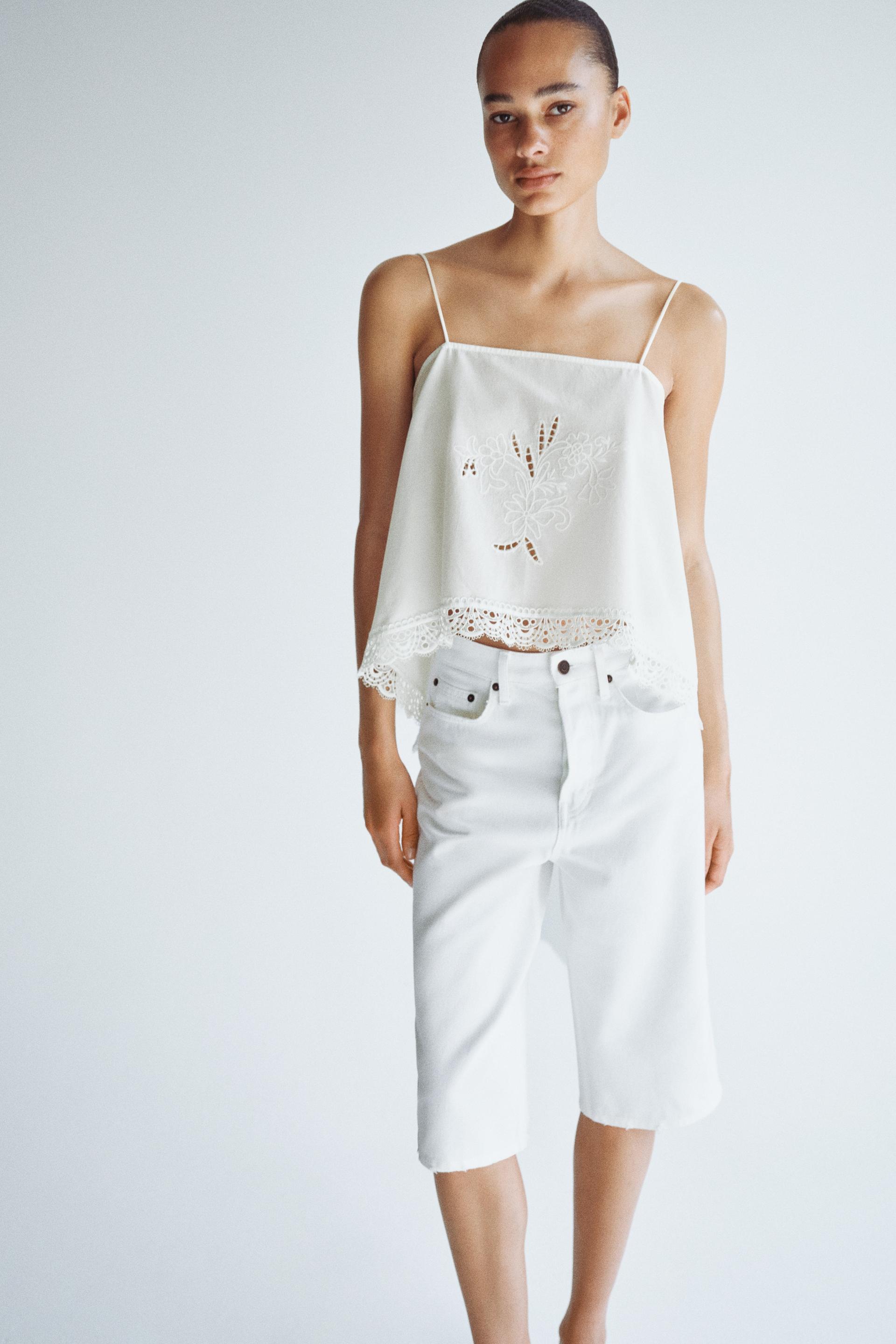 lace-trimmed wrap top