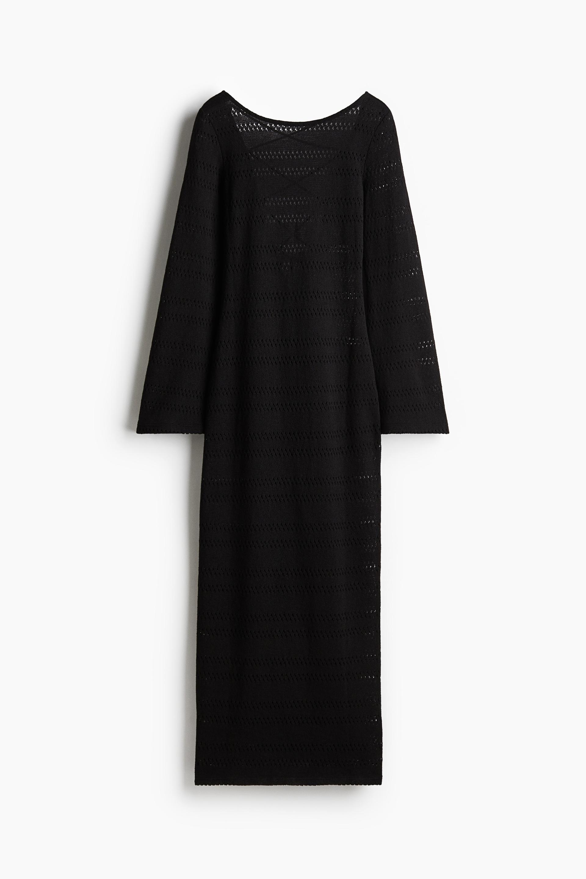 lacing-detail hole-knit dress