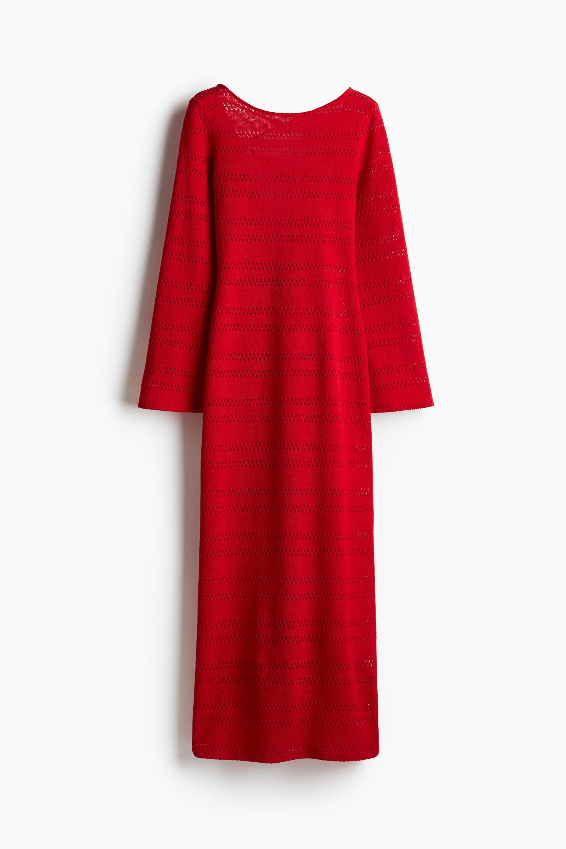 lacing-detail hole-knit dress