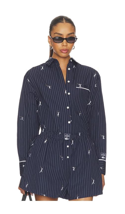 lacoste oversize fit jacquard shirt in navy. - size 34 (also in 38)