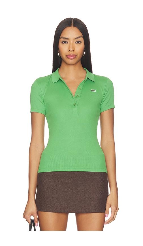 lacoste slim fit cotes polo in green. - size 32 (also in 34, 36, 38, 40, 42, 44)