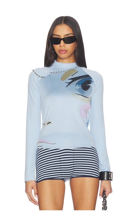 lado bokuchava manga turtleneck top in baby blue. - size m (also in xs)