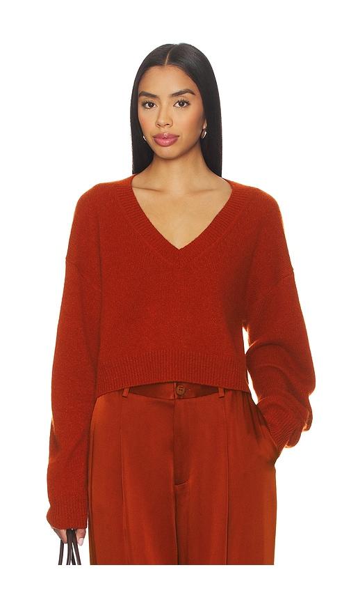 lapointe cashmere sweater in red, brown. - size m (also in s)