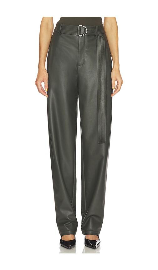 lapointe faux leather belted tapered in dark green. - size 0 (also in 4, 2)