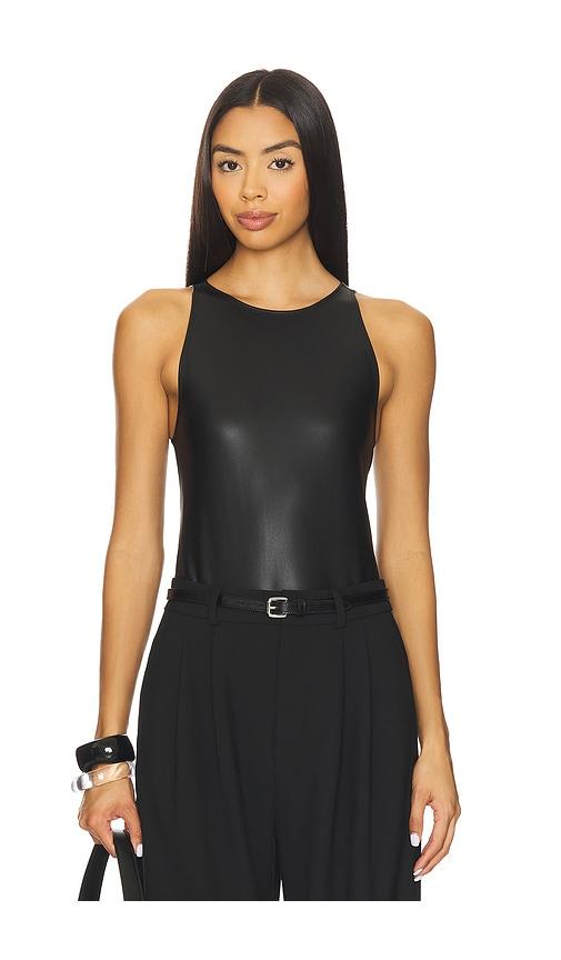 lapointe faux leather halter bodysuit in black. - size 00 (also in 2, 8)