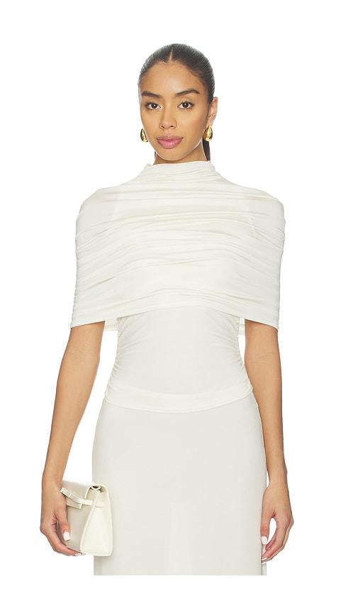 lapointe mock neck ruched top in cream. - size s (also in xs)
