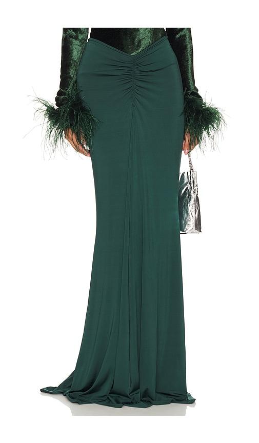 lapointe ruched maxi skirt in green. - size s (also in xs)