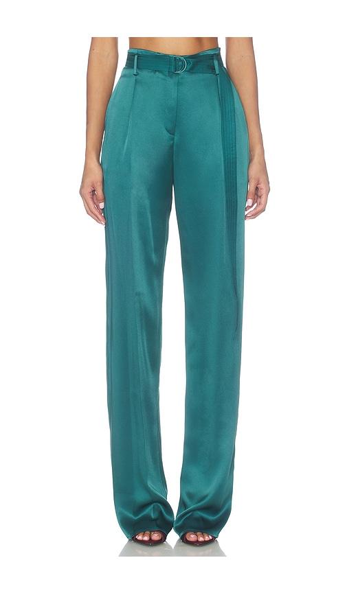 lapointe satin belted pant in teal. - size 0 (also in 2)