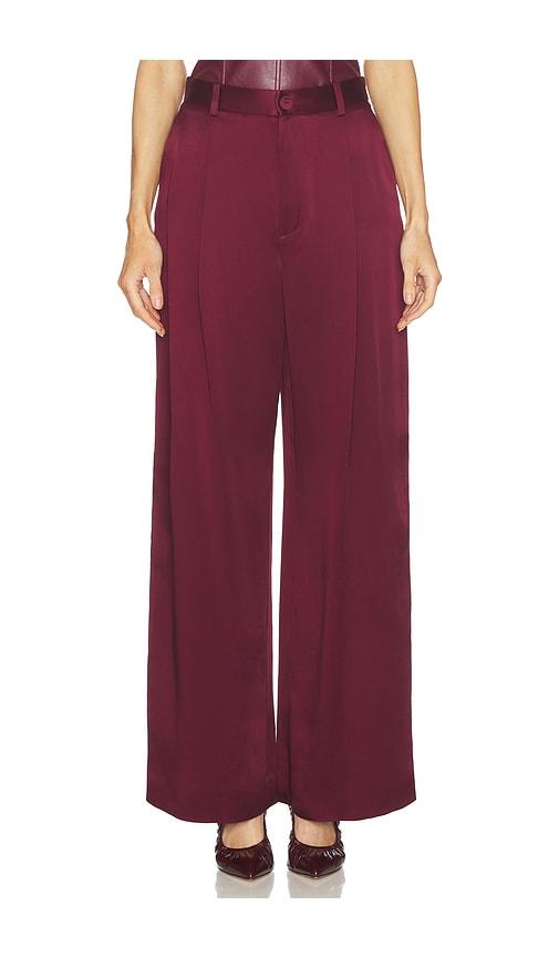 lapointe satin pleated wide leg in red. - size 0 (also in 4)