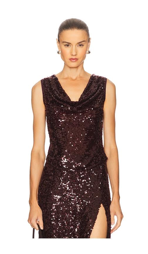 lapointe sequin cowl neck top in wine. - size 0 (also in 2)
