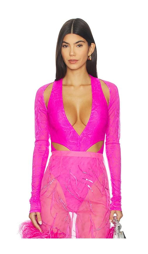 lapointe snake lace bodysuit in pink. - size 0 (also in 00)