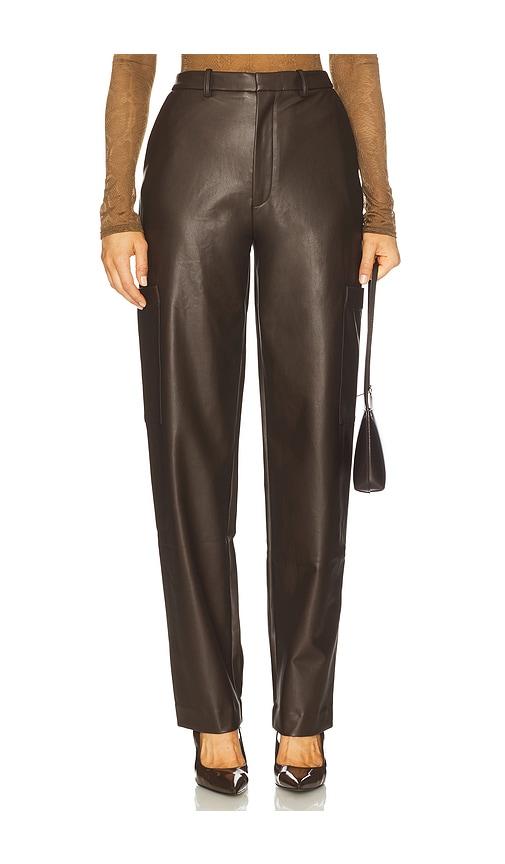 lapointe stretch faux leather tapered pant in dark brown. - size 4 (also in 6, 8)