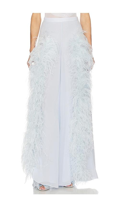 lapointe wide leg pant with feathers in blue. - size 0 (also in 2, 6)