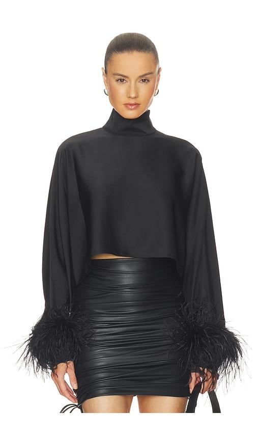 lapointe x revolve lightweight satin caftan top in black. - size l (also in xs, s, m)