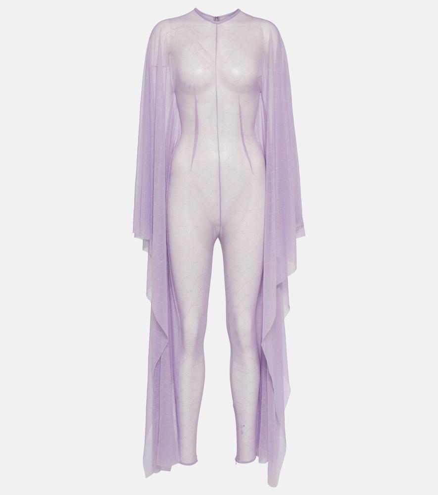 laquan smith chiffon jumpsuit