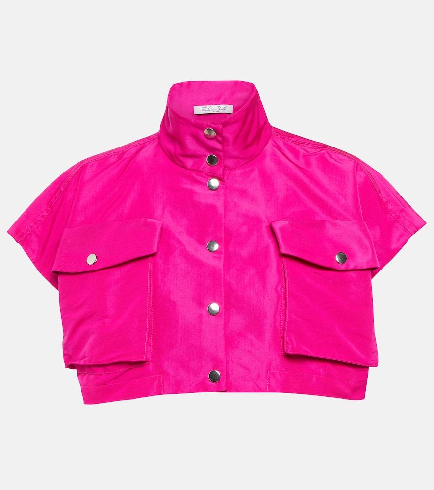 laquan smith cropped satin jacket
