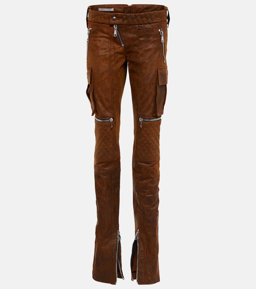 laquan smith leather straight pants