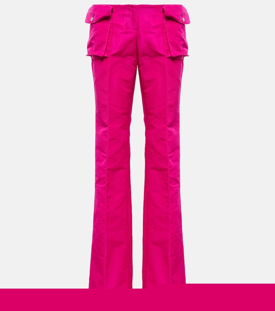 laquan smith low-rise satin cargo pants