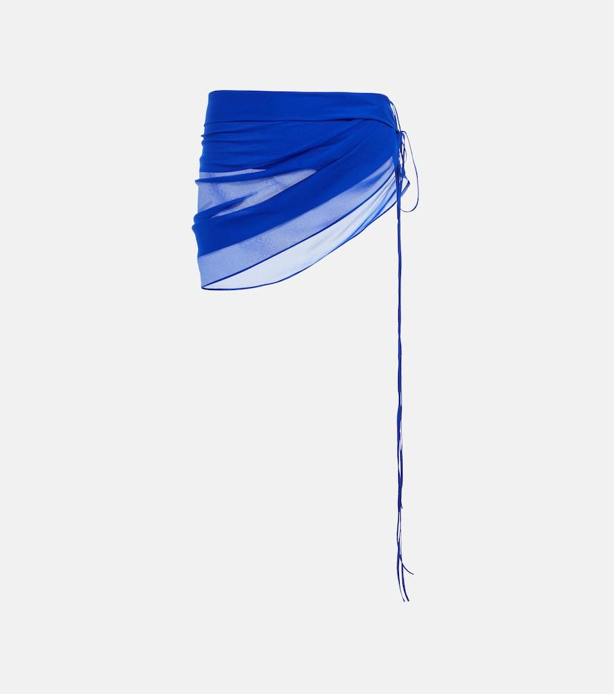laquan smith silk wrap mini skirt