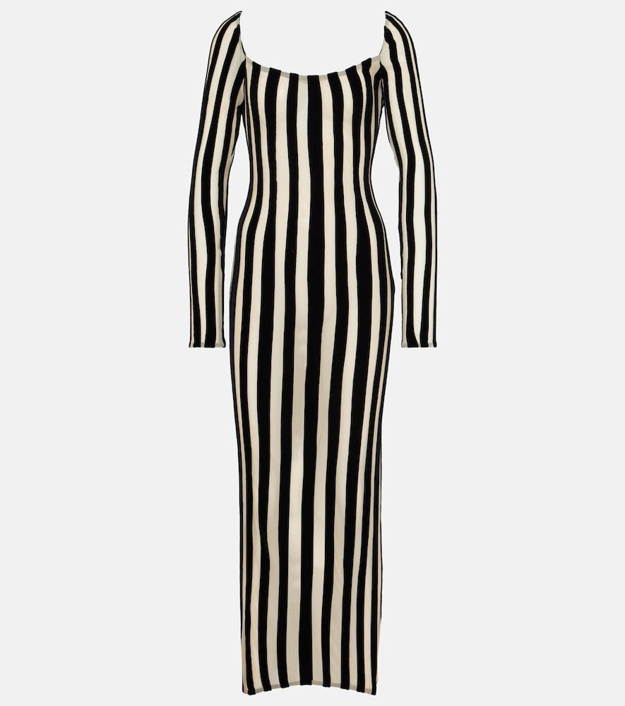 laquan smith striped gown