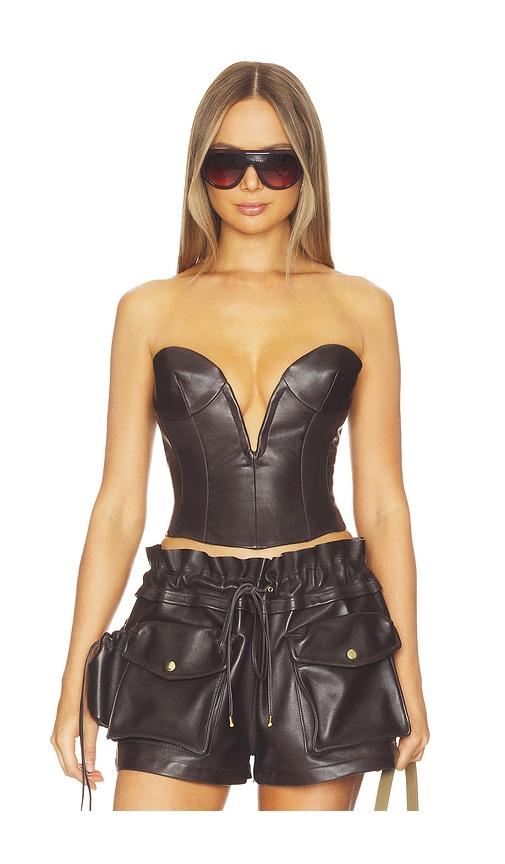laquan smith sweetheart neckline bustier in chocolate. - size l (also in s)