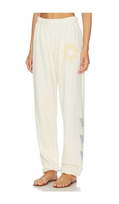 lauren moshi butterfly daisy sweatpant in ivory. - size l (also in xs, s, xl)