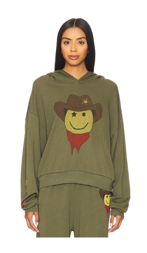 lauren moshi cowboy happyface pullover hoodie in olive. - size l (also in s, xs, m)