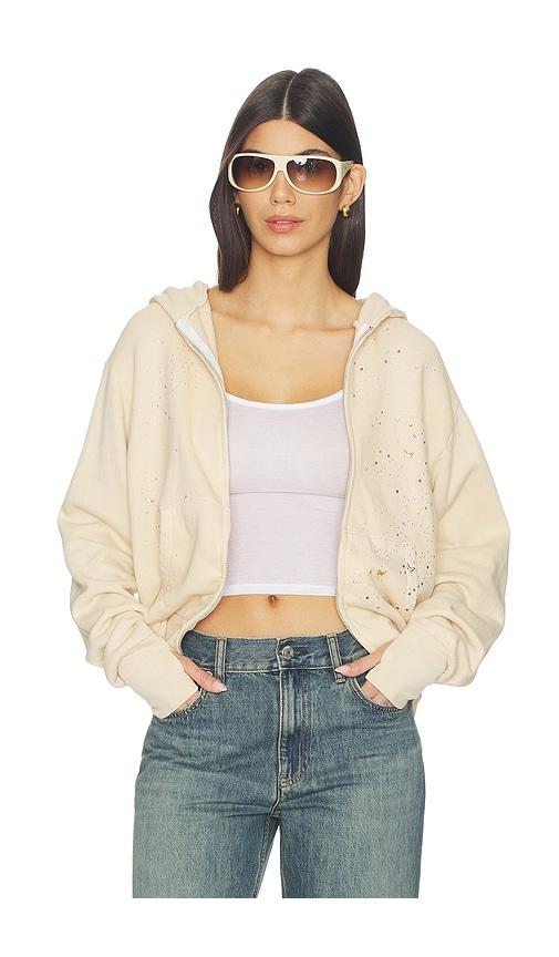lauren moshi hezly zip up hoodie in cream. - size l (also in s, m)