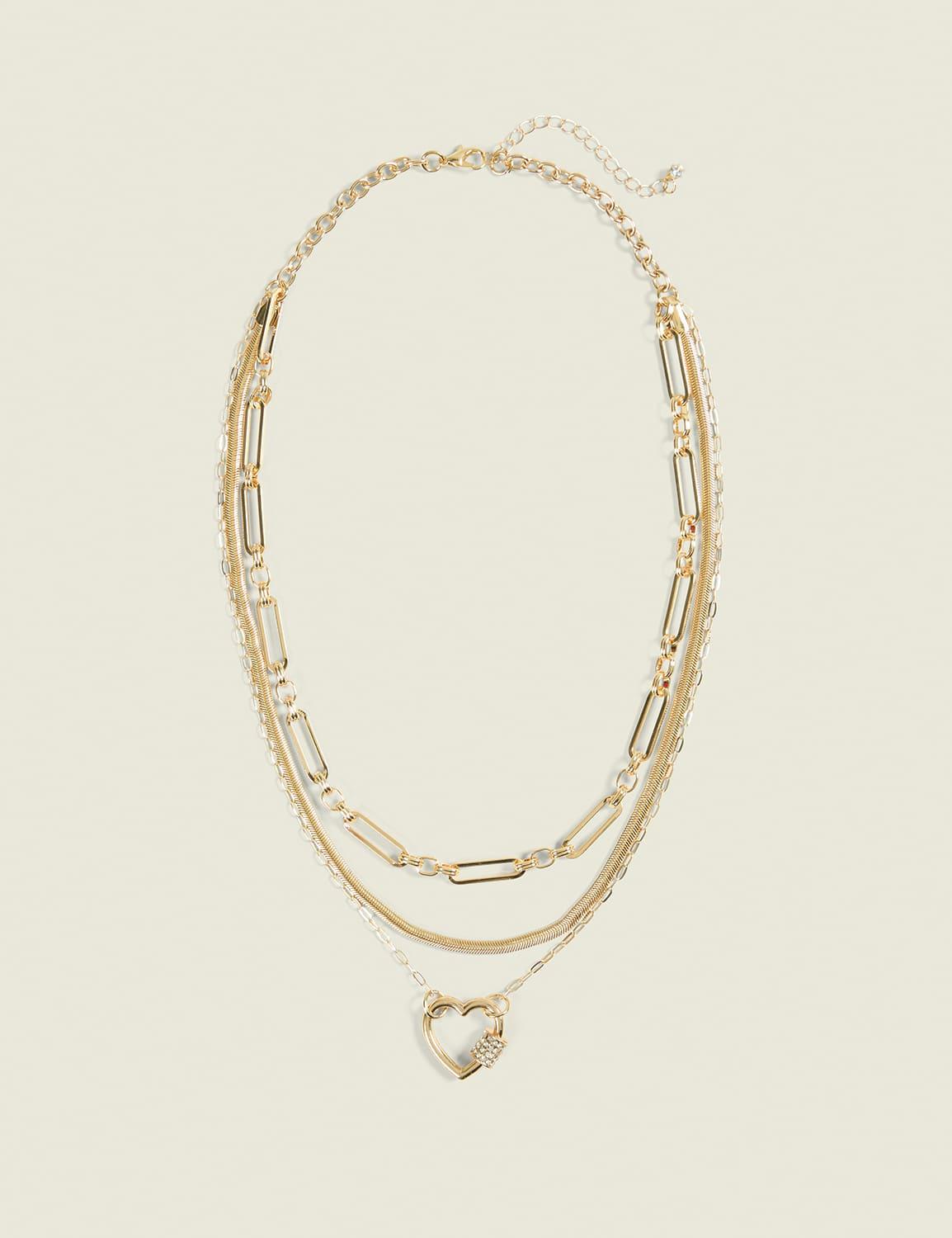 layered heart pendant necklace