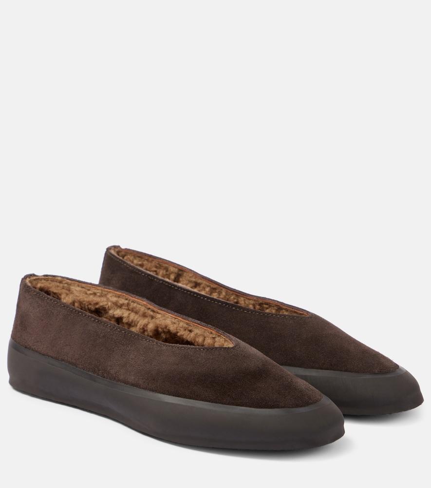 le monde béryl apres ski shearling-lined suede ballet flats